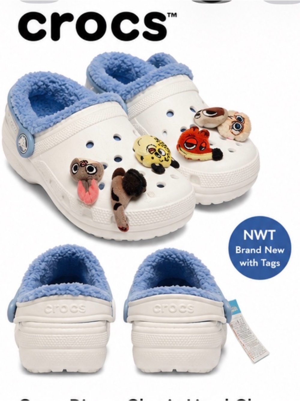 Crocs Zootopia Classic Platform Clogs Blue Lining Character Charms Sz 10 cozy - Picture 5 of 11